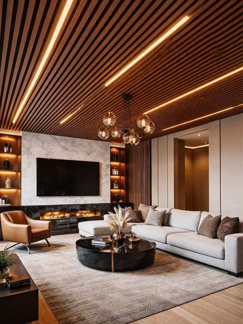 Modern ceiling with LED lights